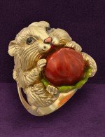 Кольцо из лимонного золота 585 пробы c эмалью