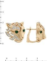 Серьги из золота 585 пробы c бриллиантами и изумрудом